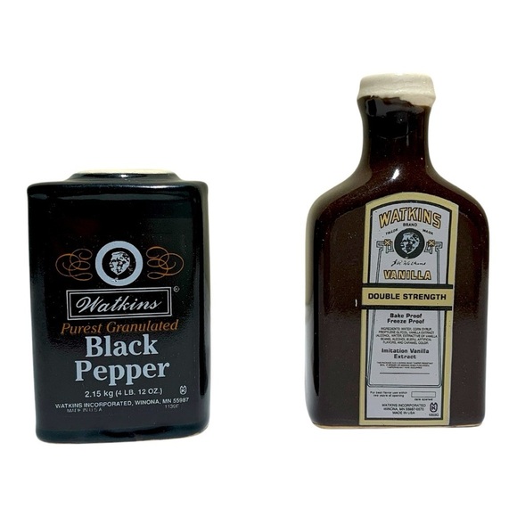 Vintage Watkins Brand Ceramic Salt & Pepper Shakers - Picture 1 of 4